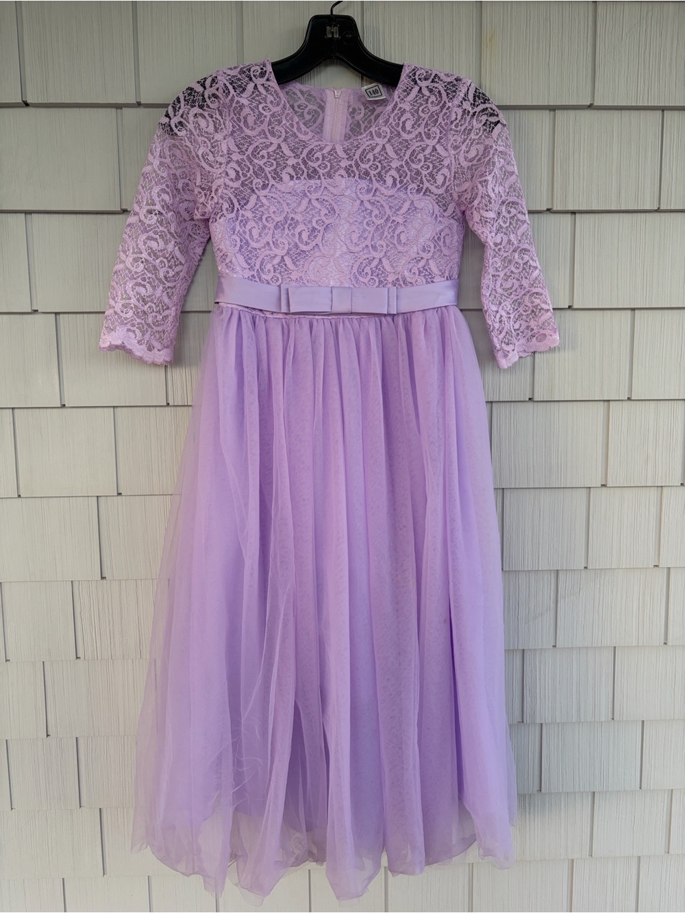 Girls' Lace & Tulle Lavender Party Dress with Sash Size 10 (140)